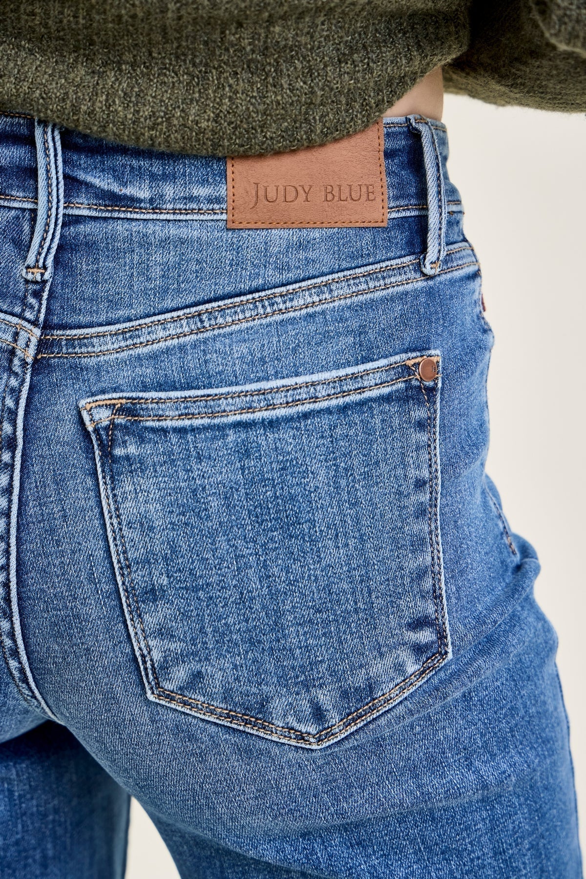 Samantha Mid Rise V-Front Straight Jeans