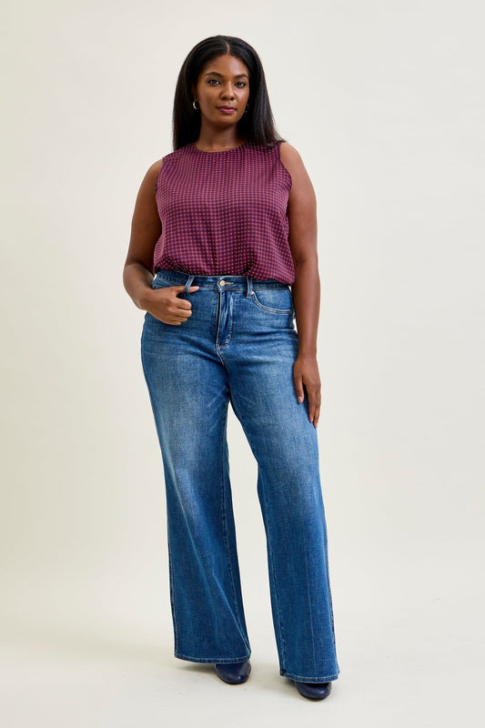Claribel High Rise Tummy Control Retro Wide Leg Jeans - PLUS