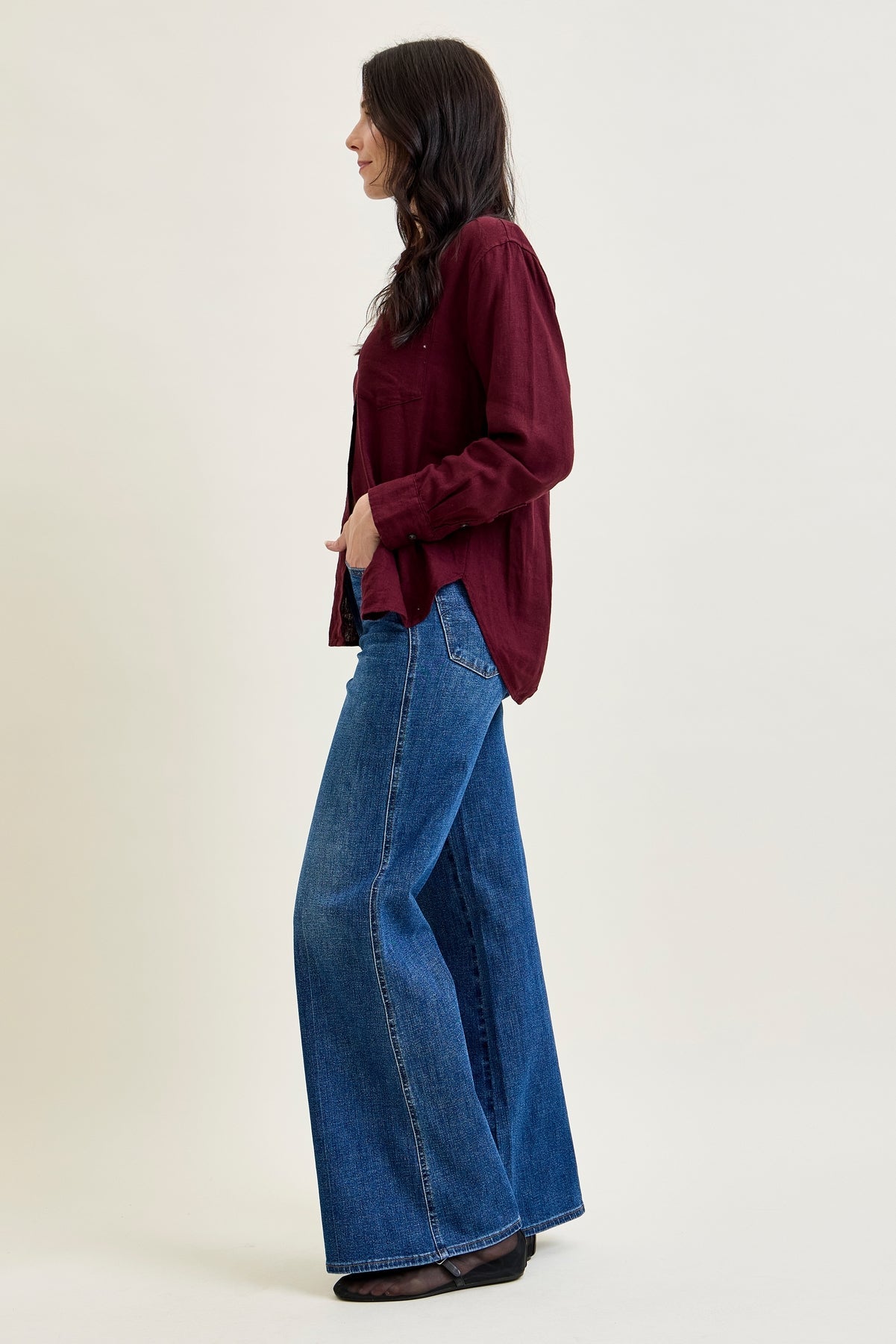 Claribel High Rise Tummy Control Retro Wide Leg Jeans
