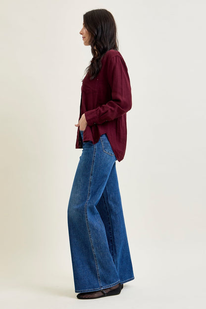 Claribel High Rise Tummy Control Retro Wide Leg Jeans