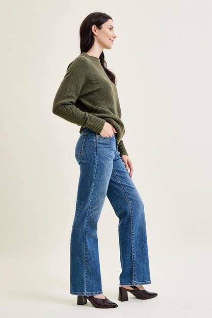 Samantha Mid Rise V-Front Straight Jeans