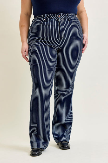 Vetti High Rise Tummy Control Striped Straight Fit - PLUS