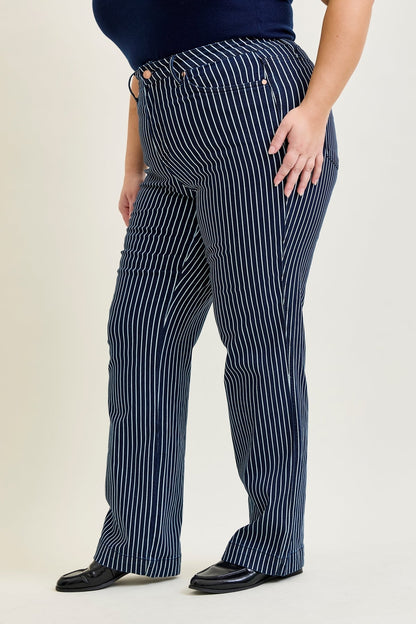 Vetti High Rise Tummy Control Striped Straight Fit - PLUS