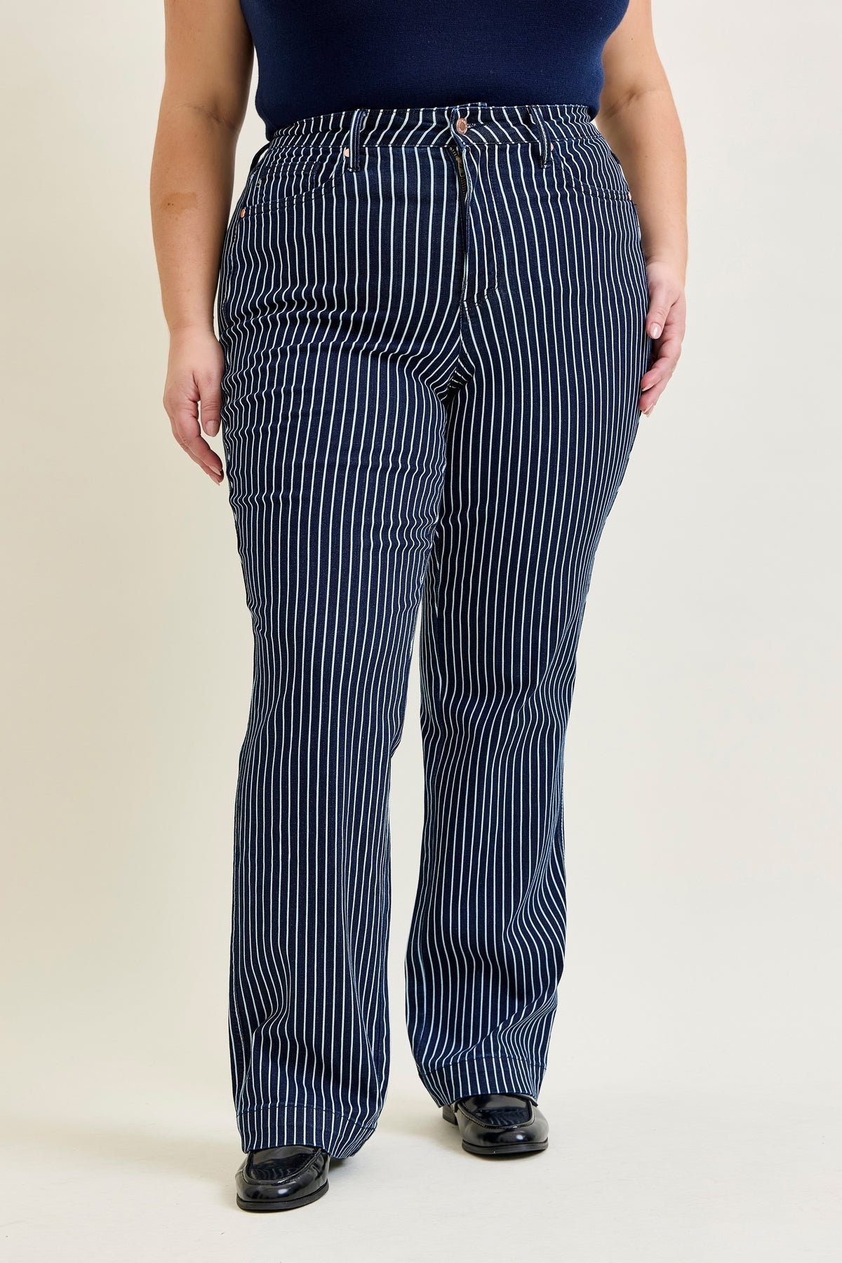 Vetti High Rise Tummy Control Striped Straight Fit - PLUS