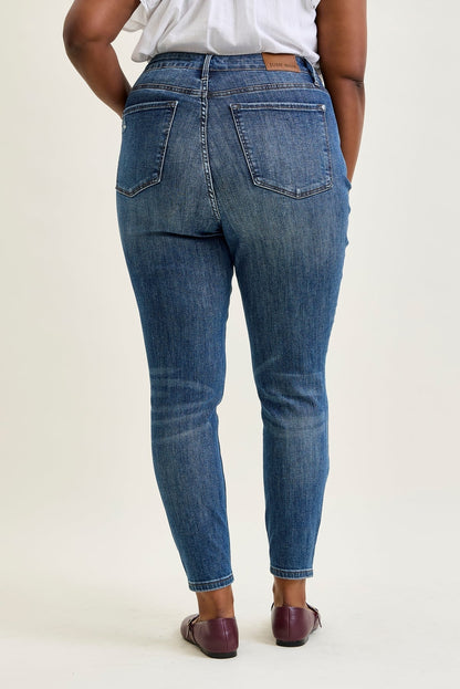 Freya Mid Rise Tummy Control Distressed Skinny - PLUS