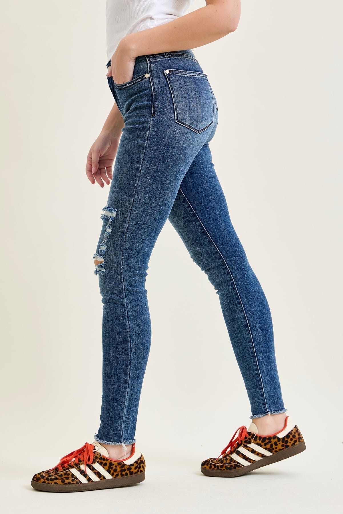 Andrea High Waist Skinny Jeans with Rips