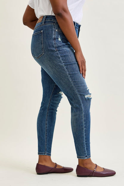 Freya Mid Rise Tummy Control Distressed Skinny - PLUS